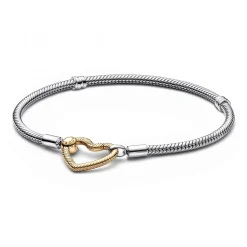 Bracelet Maille Serpent avec Fermoir Cœur en Métal doré à l'or rose fin 585/1000 Pandora Moments