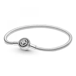 Bracelet Maille Serpent Halo de cristaux blanc Pandora Moments - Argent