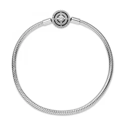 Bracelet Maille Serpent Halo de cristaux blanc Pandora Moments - Argent