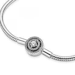 Bracelet Maille Serpent Halo de cristaux blanc Pandora Moments - Argent
