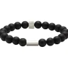 Bracelet Rochet B286001 - ZEN Perles Agate Noires Acier Moleté Rochet