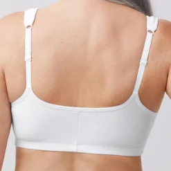Brassière blanc - post opératoire avec poches - sans armatures en coton