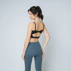 Brassière de sport dos croisé Femme noir en nylon