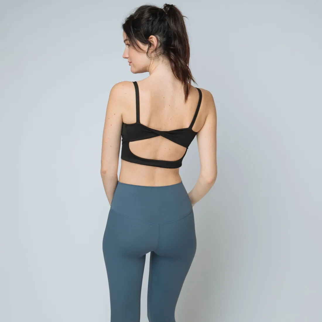 Brassière de sport dos croisé Femme noir en nylon
