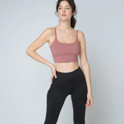 Brassière de sport dos croisé Femme rose en nylon