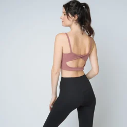 Brassière de sport dos croisé Femme rose en nylon