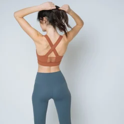 Brassière dos croisé Femme terracotta en nylon