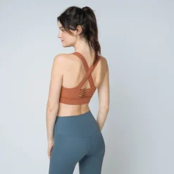 Brassière dos croisé Femme terracotta en nylon