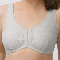 Brassière gris - post opératoire avec poches - sans armatures en coton