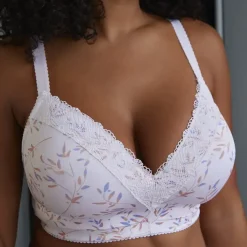 Brassière sans armatures Coline Imprimé Feuilles Claires blanc
