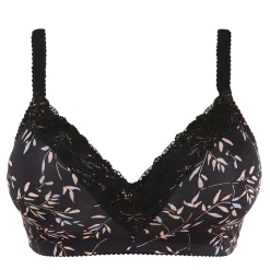 Brassière sans armatures Coline Imprimé Feuilles Foncées noir