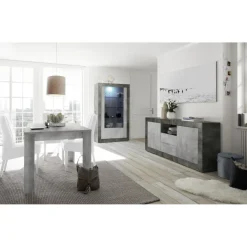 Buffet 2 portes battantes et 2 tiroirs URBINO oxyde et cement