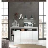 Buffet 4 portes blanc lacqué brillant béton