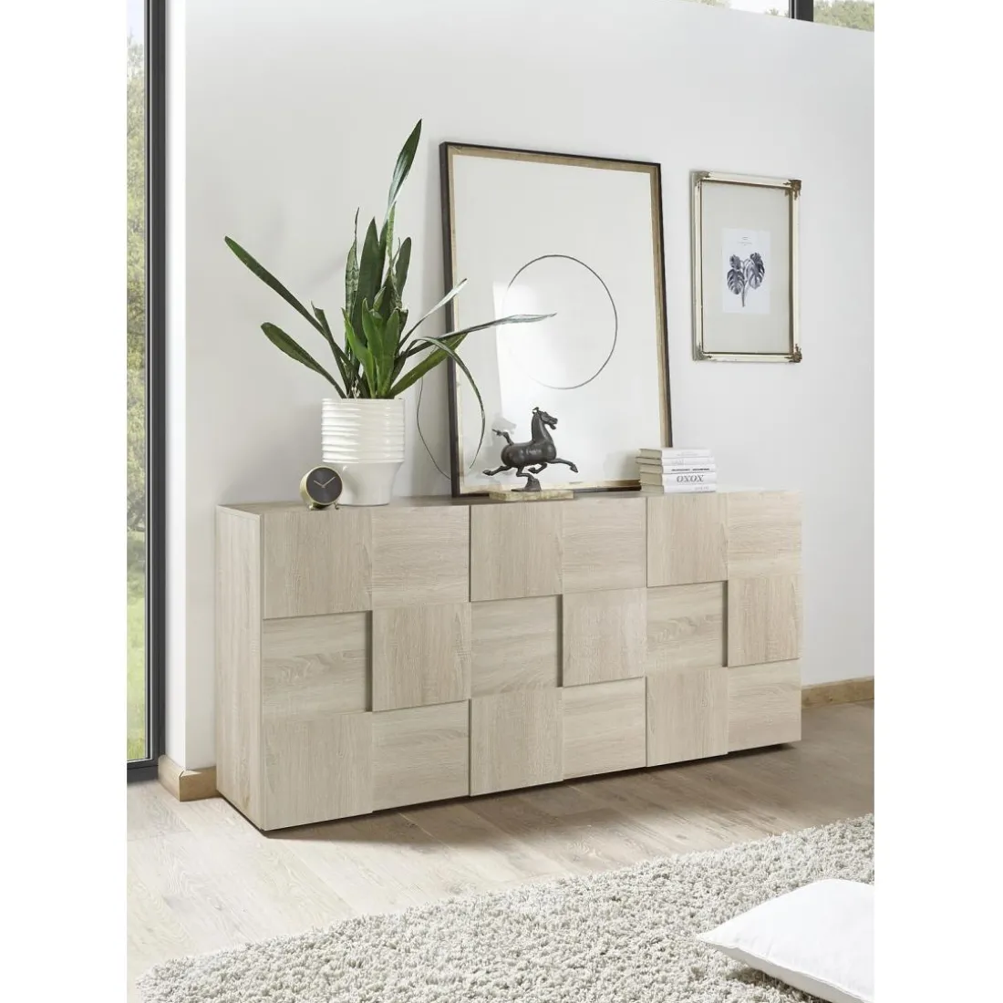 Buffet 3 portes en bois DAMA décor chêne samoa