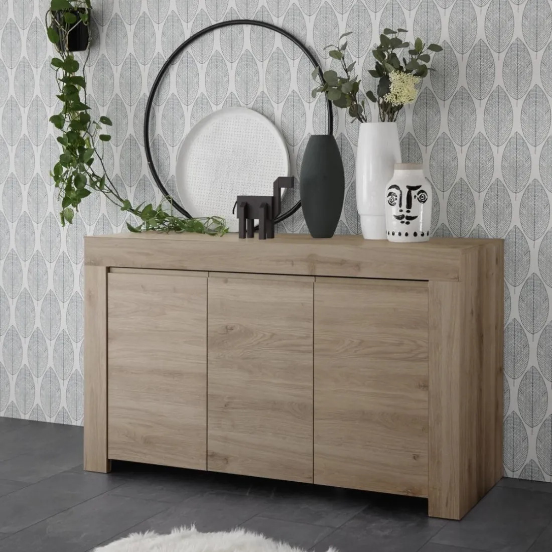 Buffet 3 portes en bois FIRENZE décor chene