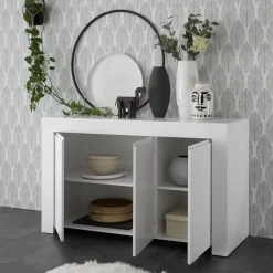 Buffet 3 portes en bois FIRENZE blanc opaque