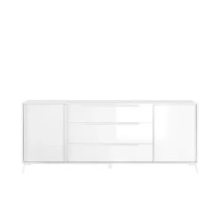 Buffet 2 portes et 3 tiroirs blanc lacqué