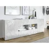 Buffet 2 portes et 4 tiroirs PRISMA laqué blanc brillant