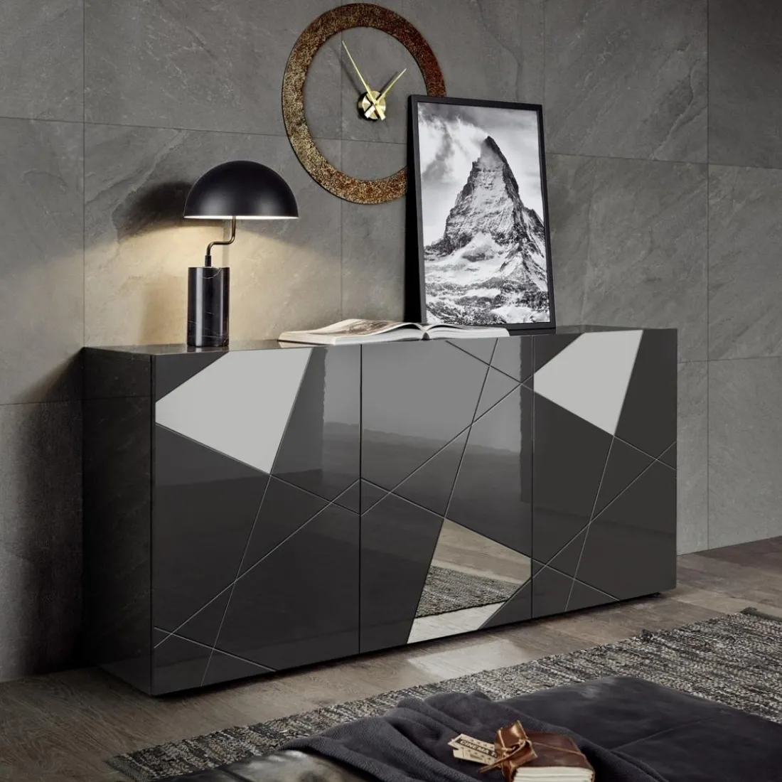 Buffet 3 portes gris