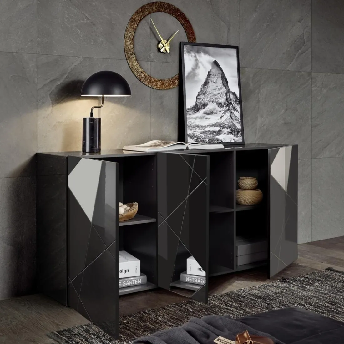 Buffet 3 portes gris