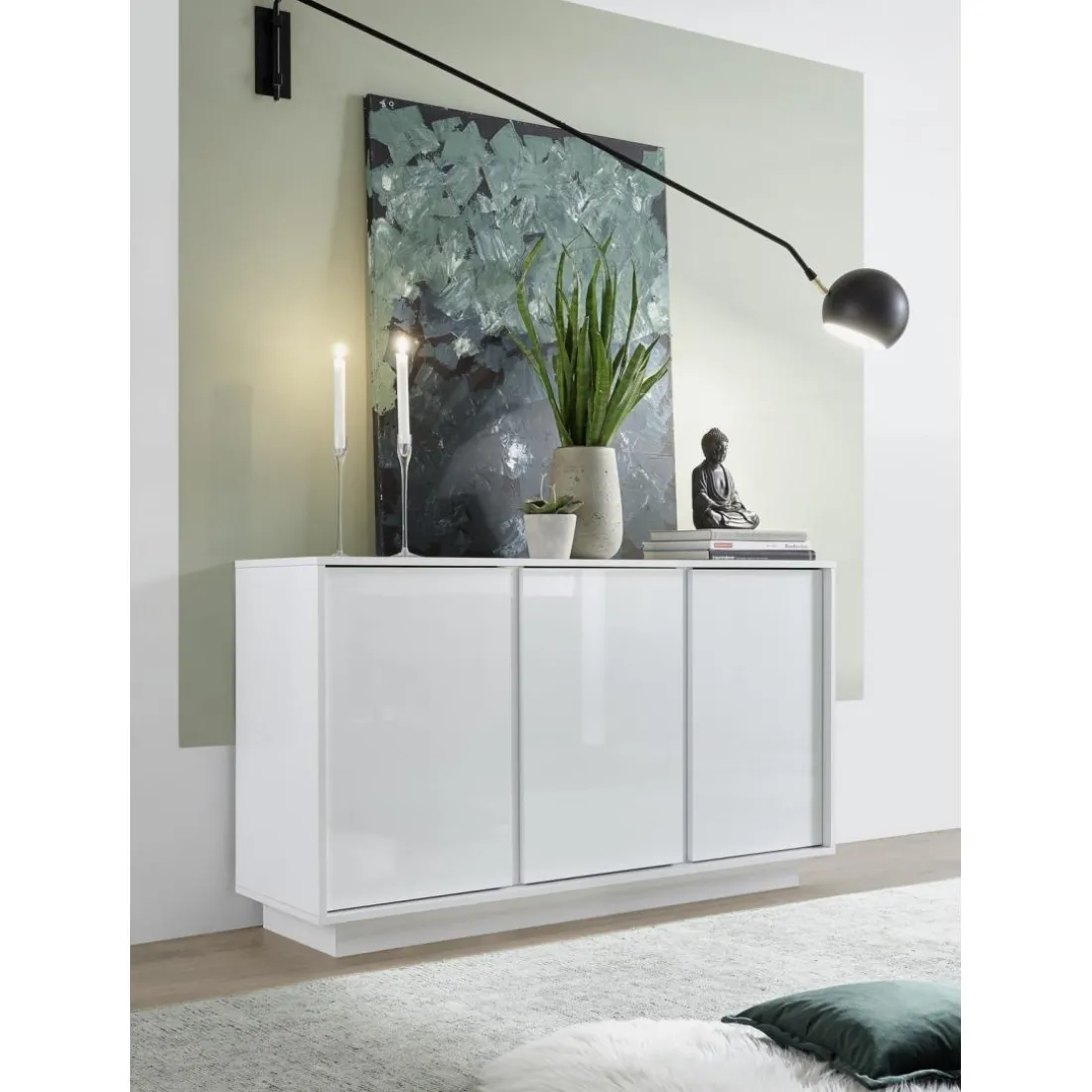 Buffet 3 portes ICE laqué blanc brillant