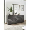 Buffet 3 portes MIRO laqué gris brillant