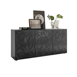 Buffet 3 portes PRISMA laqué anthracite brillant