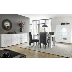 Buffet 4 portes PRISMA laqué blanc brillant