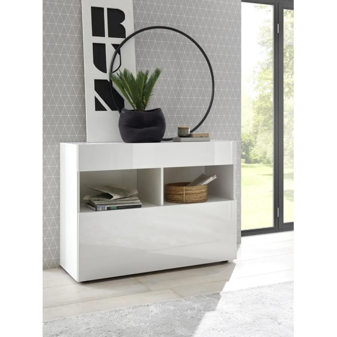 Buffet 1 tiroir et 1 abattant SORANO blanc