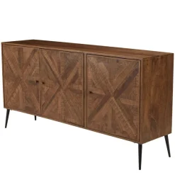 Buffet bois 3 portes symétriques pieds métal KIARA