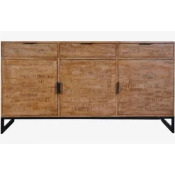 Buffet en Bois Massif Chêne Clair avec 3 portes et 3 Tiroirs FEELY