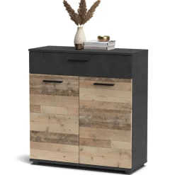 Buffet gain de place style industriel Bernardo Chêne clair