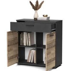Buffet gain de place style industriel Bernardo Chêne clair
