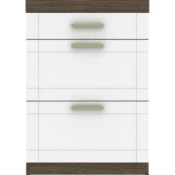 Buffet Haut 1 Tiroir Et 2 Portes Chêne Foncé Et Blanc