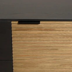 Buffet marron et noir 3 tiroirs 2 portes Pin pieds métal noir