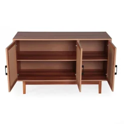 Buffet moderne Poetis 3 portes avec cannage Rotin et Bois