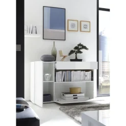 Buffet une porte, 1 tiroir, 1 abattant NICE blanc