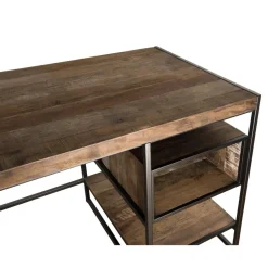 Bureau 1 Niche Et 1 Tablette Bois Teck Recyclé Acacia Mahogany Et Métal