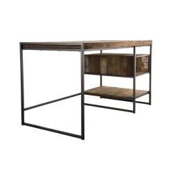 Bureau 1 Niche Et 1 Tablette Bois Teck Recyclé Acacia Mahogany Et Métal