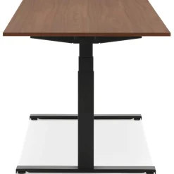 Bureau assis debout électrique 'TRONIK' noir avec plateau en bois finition Noyer