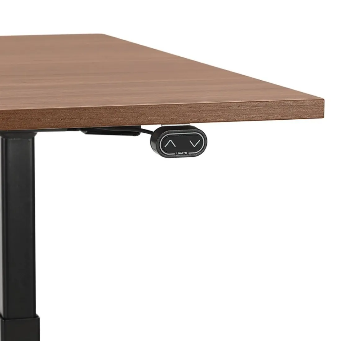 Bureau assis debout électrique 'TRONIK' noir avec plateau en bois finition Noyer
