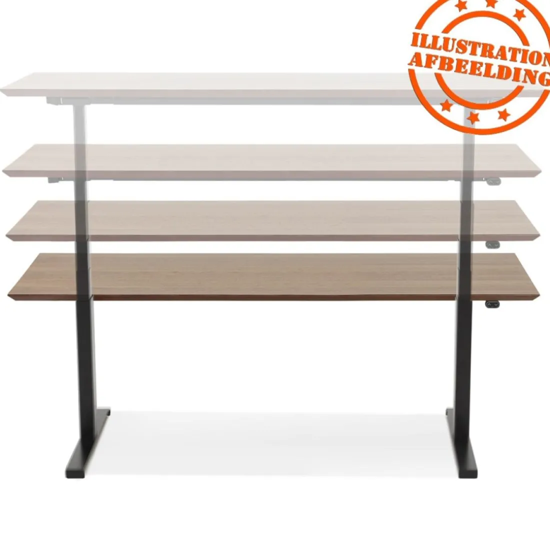 Bureau assis-debout électrique 'BIONIK'avec plateau en bois et métal noir