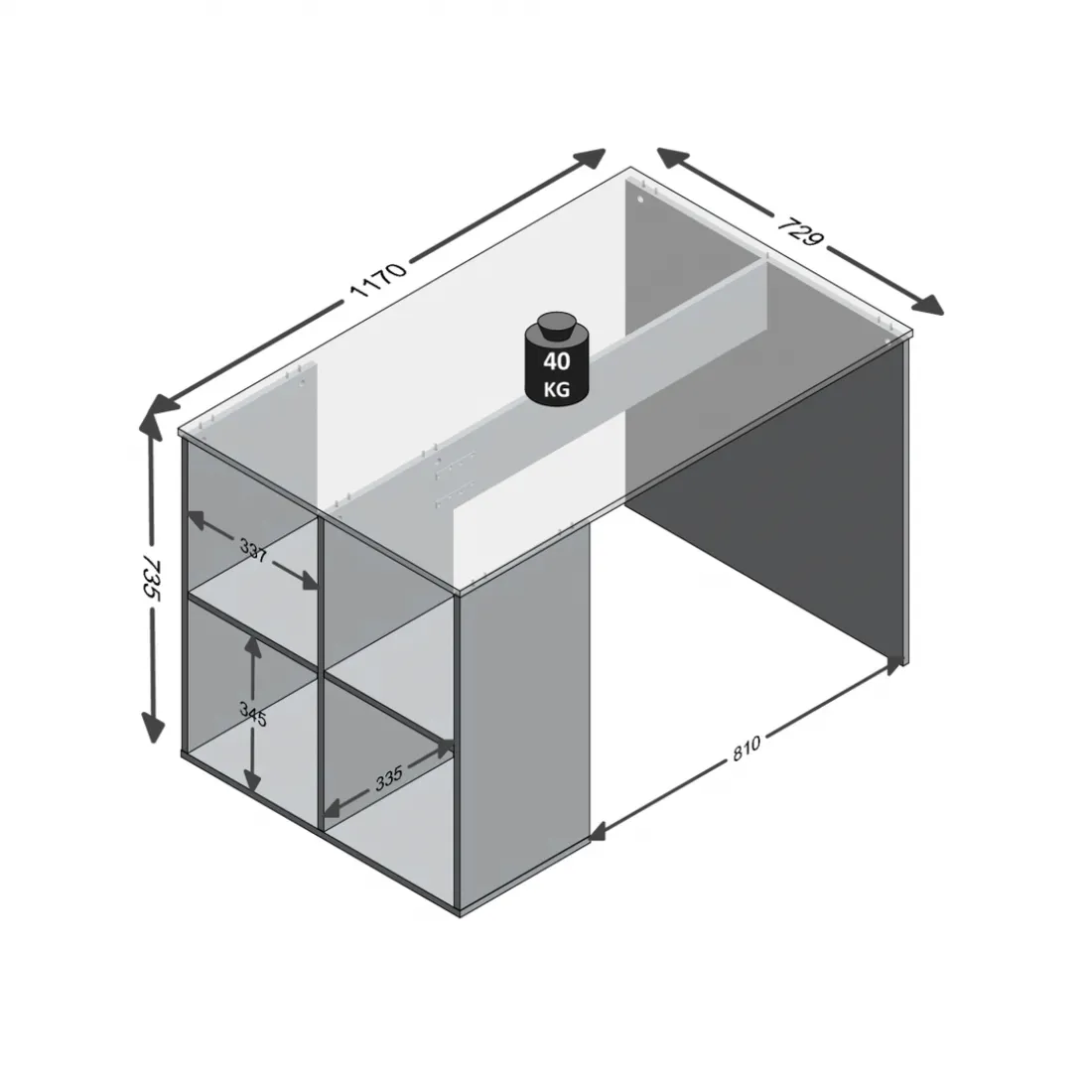 Bureau avec étagère blanc AKI