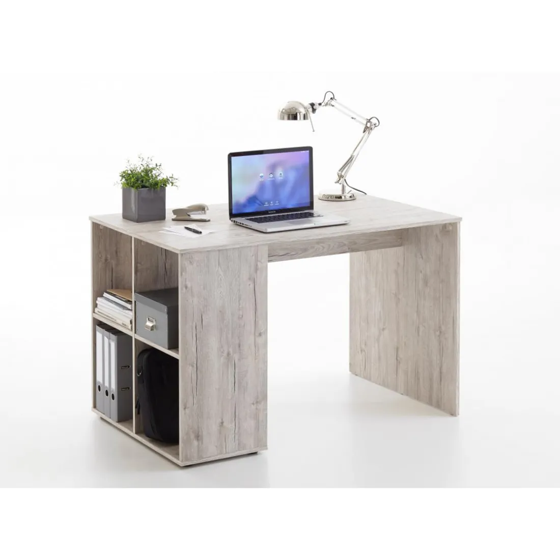 Bureau avec étagère chêne sable AKI