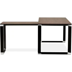 Bureau d'angle design 'XLINE' en bois finition Noyer et métal noir