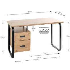 Bureau deux tiroirs integrés modulable