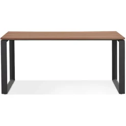 Bureau droit design 'BAKUS' en bois finition Noyer et métal noir