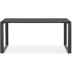 Bureau droit design 'BAKUS' en verre et métal noir