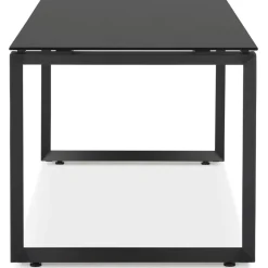 Bureau droit design 'BAKUS' en verre et métal noir