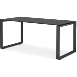 Bureau droit design 'BAKUS' en verre et métal noir